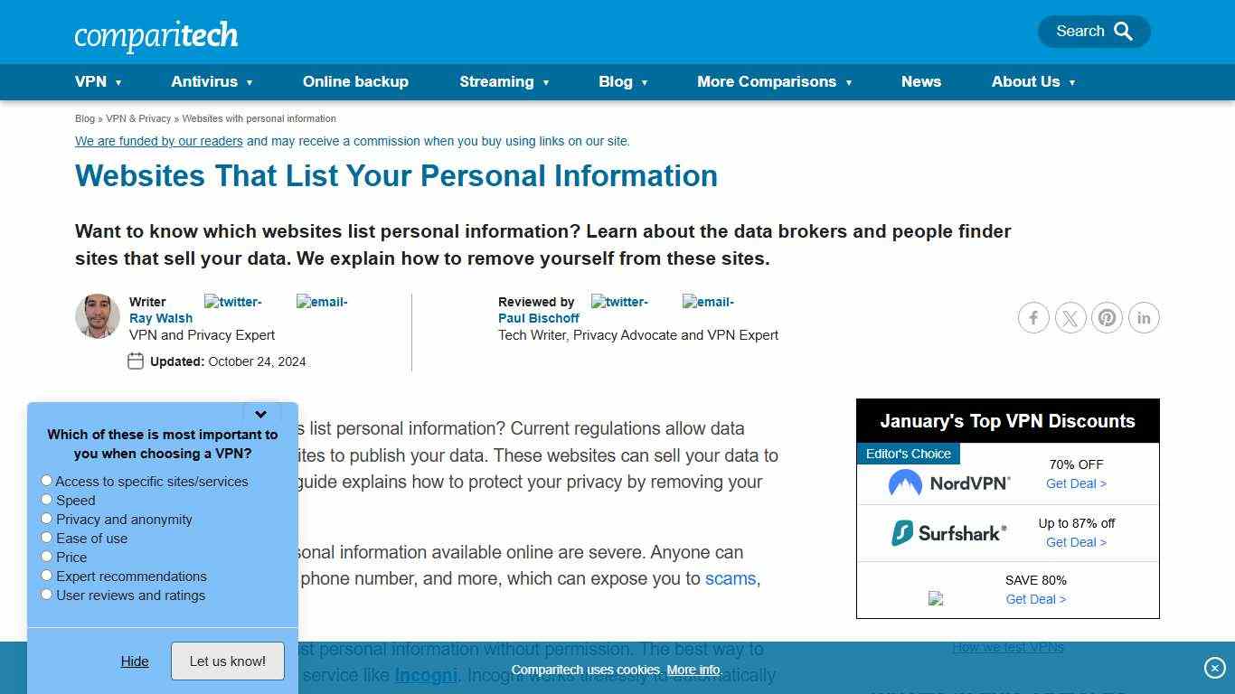Websites That List Your Personal Information - Comparitech