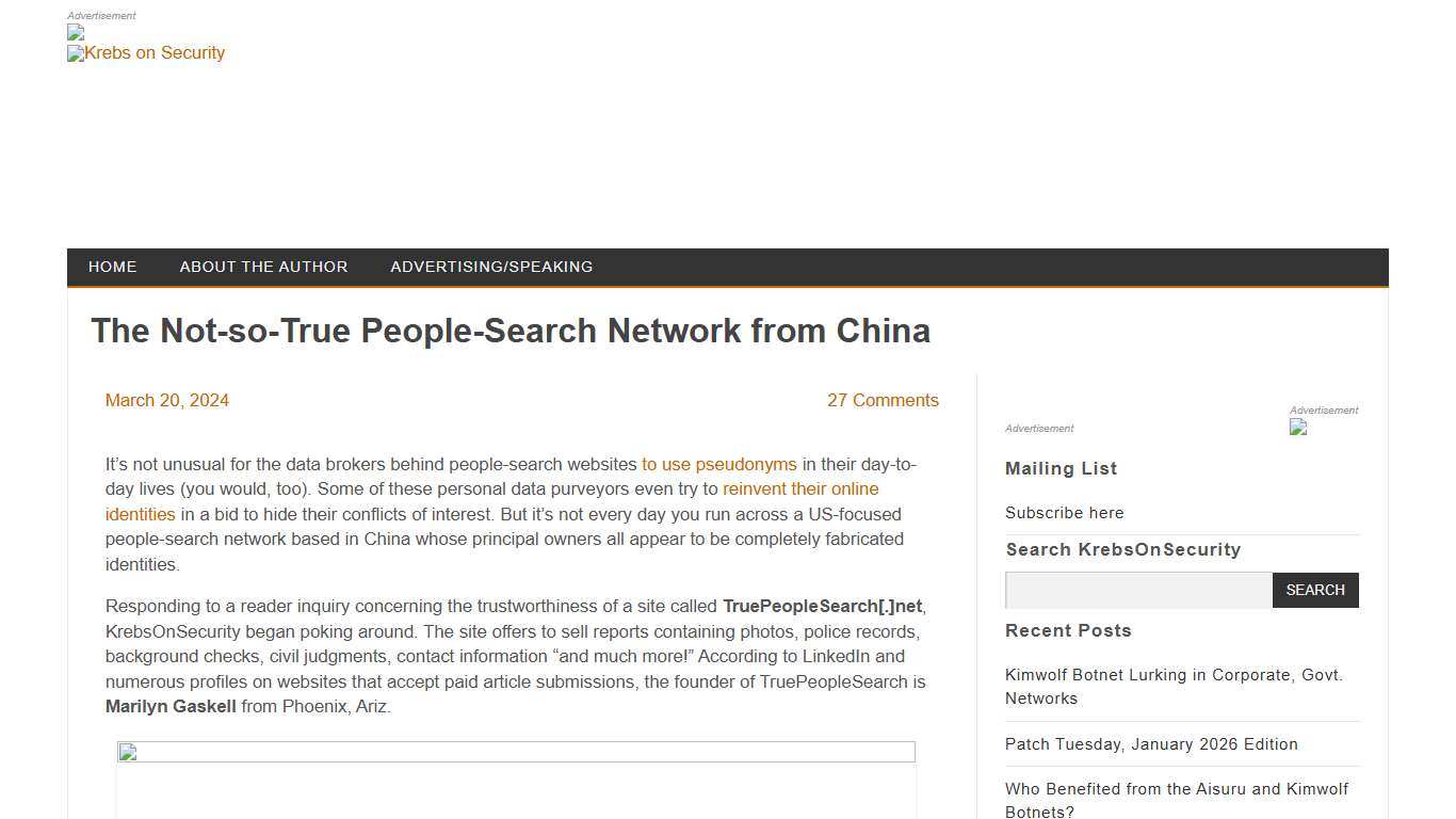 The Not-so-True People-Search Network from China – Krebs on Security